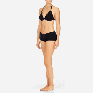 Women Bottoms Solid - Solid Neoprene Bikini bottom, Black frontworn Women Bottoms Solid - Solid Neoprene Bikini bottom, Black frontworn
