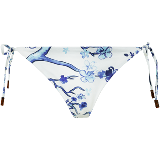 Damen Klassische Höschen Bedruckt - Cherry Blossom Bikinihose zum Binden für Damen, Sea blue Vorderansicht
