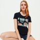 Donna Altri Stampato - T-shirt donna in cotone Marguerites, Blu marine dettagli vista 1