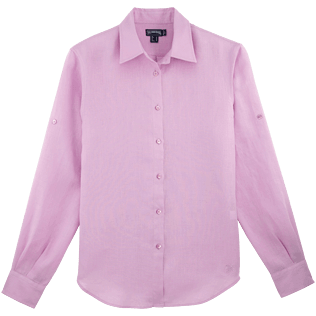 女款 Others 纯色 - 女士纯色长袖亚麻衬衫, Pink quartz front 女款 Others 纯色 - 女士纯色长袖亚麻衬衫, Pink quartz front