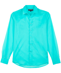 Men Others Solid - Unisex Cotton Voile Light Shirt Solid, Lagoon front view