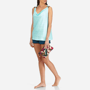Women Others Solid - Women Cowl neck Linen Jersey Top Solid, Lagoon supp3 Women Others Solid - Women Cowl neck Linen Jersey Top Solid, Lagoon supp3