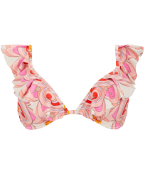 Women Underwire Printed - Women Halter Bikini Top Mandala, Camellia front view