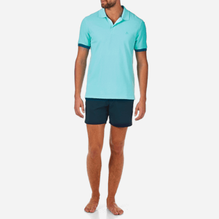 Men Others Solid - Solid Cotton pique polo, Lagoon frontworn Men Others Solid - Solid Cotton pique polo, Lagoon frontworn