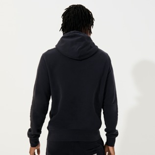 Men Others Embroidered - Men Embroidered Cotton Hoodie Sweatshirt Solid, Navy back worn view