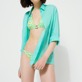 Women Fitted Printed - Women Halter Bikini Top Turtles Smiley - Vilebrequin x Smiley®, Lazulii blue details view 4