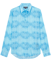 Men Others Printed - Unisex Cotton Voile Summer Shirt Urchins, Azure front view