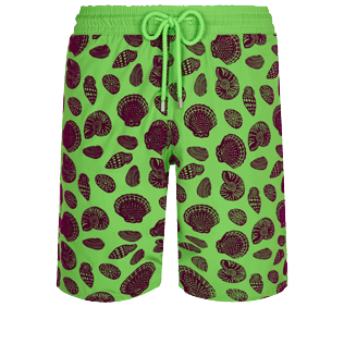 Uomo Classico lungo Stampato - Costume da bagno lungo ultraleggero e ripiegabile uomo Shell Game, Verde fluorescente front Uomo Classico lungo Stampato - Costume da bagno lungo ultraleggero e ripiegabile uomo Shell Game, Verde fluorescente front
