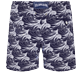 Men Classic Embroidered - Men Swim Trunks Embroidered Waves- Limited Edition, Sapphire back view