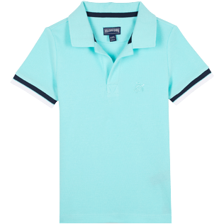 Boys Others Solid - Boys Cotton Pique Polo Shirt Solid, Lagoon front Boys Others Solid - Boys Cotton Pique Polo Shirt Solid, Lagoon front