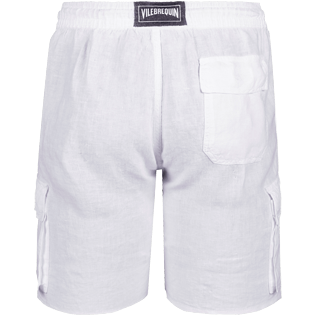 Homme Bermudas Uni - Bermuda en lin poches cargo Uni, Blanc back Homme Bermudas Uni - Bermuda en lin poches cargo Uni, Blanc back