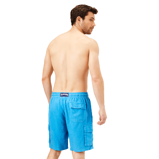 Herren Andere Uni - Einfarbige Leinen-Bermudashorts mit Cargotaschen für Herren, Star anise backworn Herren Andere Uni - Einfarbige Leinen-Bermudashorts mit Cargotaschen für Herren, Star anise backworn