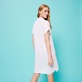 女款 Others 纯色 - Women Linen Long Polo Dress Solid, White 背面穿戴视图