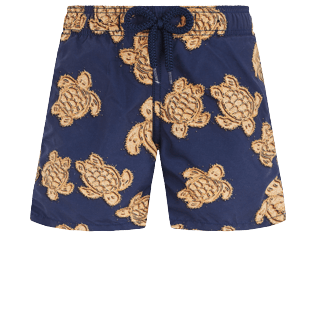 Boys Classic Printed - Boys Swim Trunks Sand Turtles, Navy front view
