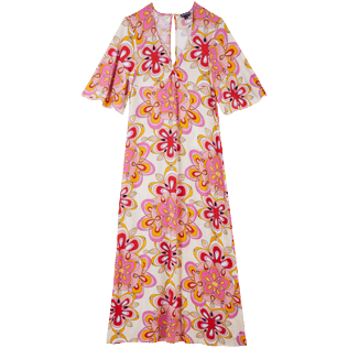 Damen Andere Bedruckt - Langes Kaleidoscope Kleid für Damen, Camellia Vorderansicht