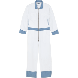 Herren Andere Uni - Jumpsuit aus Baumwoll-Leinen-Mischgewebe für Herren, Weiss front Herren Andere Uni - Jumpsuit aus Baumwoll-Leinen-Mischgewebe für Herren, Weiss front