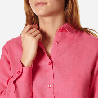 Mujer Autros Liso - Camisa larga en lino de color liso para mujer, Cherry blossom supp1 Mujer Autros Liso - Camisa larga en lino de color liso para mujer, Cherry blossom supp1
