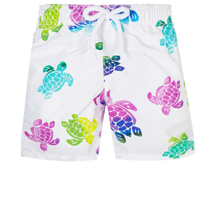 Boys Others Printed - Boys Swim Trunks Ronde des Tortues Aquarelle, White front view