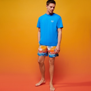 Men Classic Printed - Men Swim Trunks Ronde des Tortues Sunset - Vilebrequin x The Beach Boys, Multicolor details view 5
