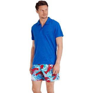 男款 Others Solid - 男士纯色亚麻运动 Polo 衫, Royal blue frontworn 男款 Others Solid - 男士纯色亚麻运动 Polo 衫, Royal blue frontworn