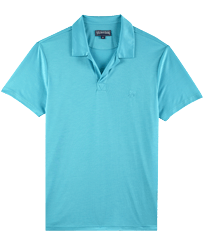 Men Others Solid - Men Tencel Polo Shirt Solid, Azure front view