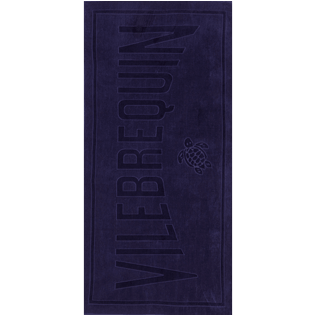 Andere Uni - Einfarbiges Jacquard-Strandtuch aus Frottee, Midnight blue frontworn Andere Uni - Einfarbiges Jacquard-Strandtuch aus Frottee, Midnight blue frontworn