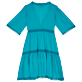 Donna Altri Unita - Vestito donna midi in cotone tinta unita, Blu curacao vista posteriore