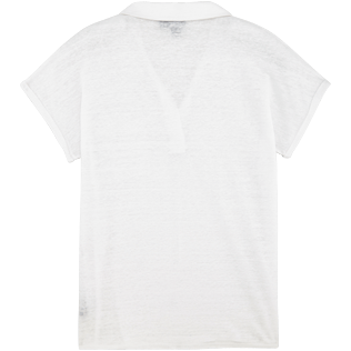 Women Others Solid - Women Linen Jersey Polo shirt Solid, White back Women Others Solid - Women Linen Jersey Polo shirt Solid, White back