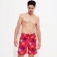 Men Others Printed - Men Long Swim Trunks Ronde Des Tortues, Burgundy front worn view