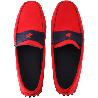 Hombre Autros Liso - Mocasines en ante suave de color liso para hombre, Red polish front Hombre Autros Liso - Mocasines en ante suave de color liso para hombre, Red polish front