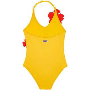 Girls Others Embroidered - Girls One-piece Swimsuit Fleurs 3D, Yellow back view