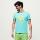 Hombre Autros Estampado - Camiseta de algodón con estampado Turtles Smiley para hombre - Vilebrequin x Smiley®, Lazulii blue vista frontal desgastada
