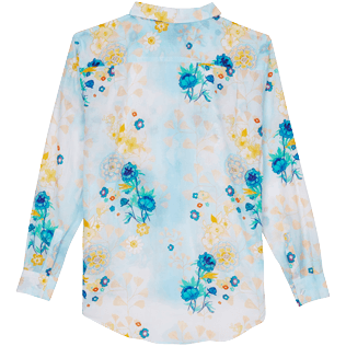 Women Others Printed - Women Cotton Shirt Belle Des Champs, Soft blue back view