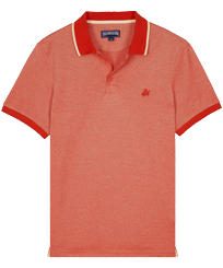 Men Cotton Changing Color Pique Polo Shirt Poppy red front view