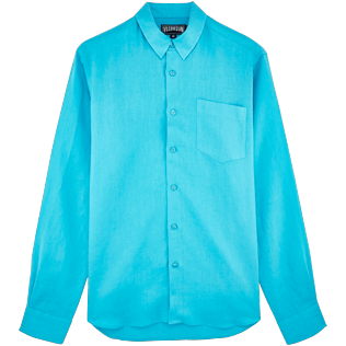 Men Others Solid - Men Linen Shirt Solid, Curacao front Men Others Solid - Men Linen Shirt Solid, Curacao front