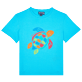 Garçons AUTRES Imprimé - T-shirt en Coton Organique garçon Tortue Multicolore, Azur vue de face