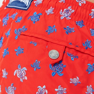 Men Others Embroidered - Men Embroidered Swimwear Micro Ronde Des Tortues - Limited Edition, Poppy red details view 3