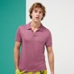 Men Others Solid - Men Linen Jersey Polo Shirt Solid, Murasaki front worn view