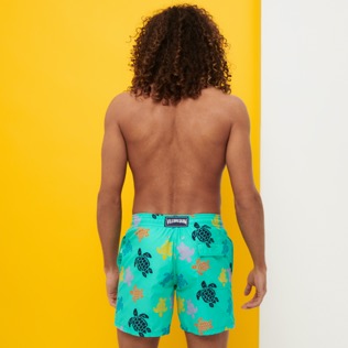 Men Classic Printed - Men Swimwear Ronde Des Tortues Multicolore, Nenuphar back worn view