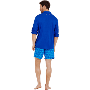 Uomo Altri Unita - Camicia uomo in jersey di lyocell a tinta unita, Blu reale backworn Uomo Altri Unita - Camicia uomo in jersey di lyocell a tinta unita, Blu reale backworn