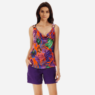 Women Others Printed - Women cowl-neck Top Porto Rico, Bright orange frontworn Women Others Printed - Women cowl-neck Top Porto Rico, Bright orange frontworn