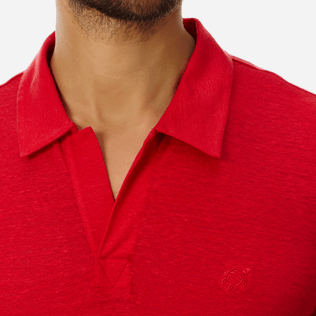 Men Others Solid - Men Linen Jersey Polo Shirt Solid, Red polish supp1 Men Others Solid - Men Linen Jersey Polo Shirt Solid, Red polish supp1