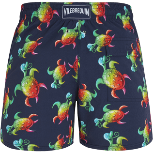 Men Stretch classic Printed - Men Stretch Swim Trunks Tortues Rainbow Multicolor - Vilebrequin x Kenny Scharf, Navy back view