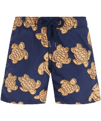 Jungen Klassische Bedruckt - Sand Turtles Badeshorts für Jungen, Marineblau Vorderansicht