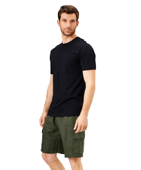 Hombre Autros Liso - Camiseta de algodón orgánico de color liso para hombre, Negro vista frontal desgastada