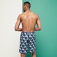 Men Long classic Printed - Men Swimwear Long Waves, Navy back worn view