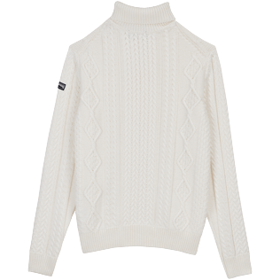 Men Others Solid - Men Cotton Cashmere Turtle Neck Sweater, Off white back view