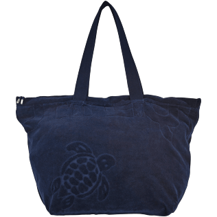 Altri Unita - Borsa da spiaggia grande in spugna tinta unita Jacquard, Blu marine front Altri Unita - Borsa da spiaggia grande in spugna tinta unita Jacquard, Blu marine front