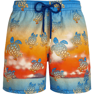 Men Others Printed - Men Swim Trunks Ronde des Tortues Sunset - Vilebrequin x The Beach Boys, Multicolor front view