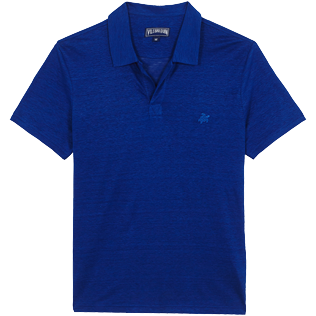 Uomo Altri Unita - Polo uomo in jersey di lino tinta unita, Blu batik front Uomo Altri Unita - Polo uomo in jersey di lino tinta unita, Blu batik front